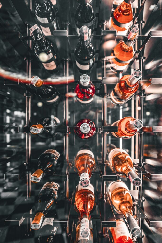 Wine cellar tasting setup showing premium wine experience and membership stages