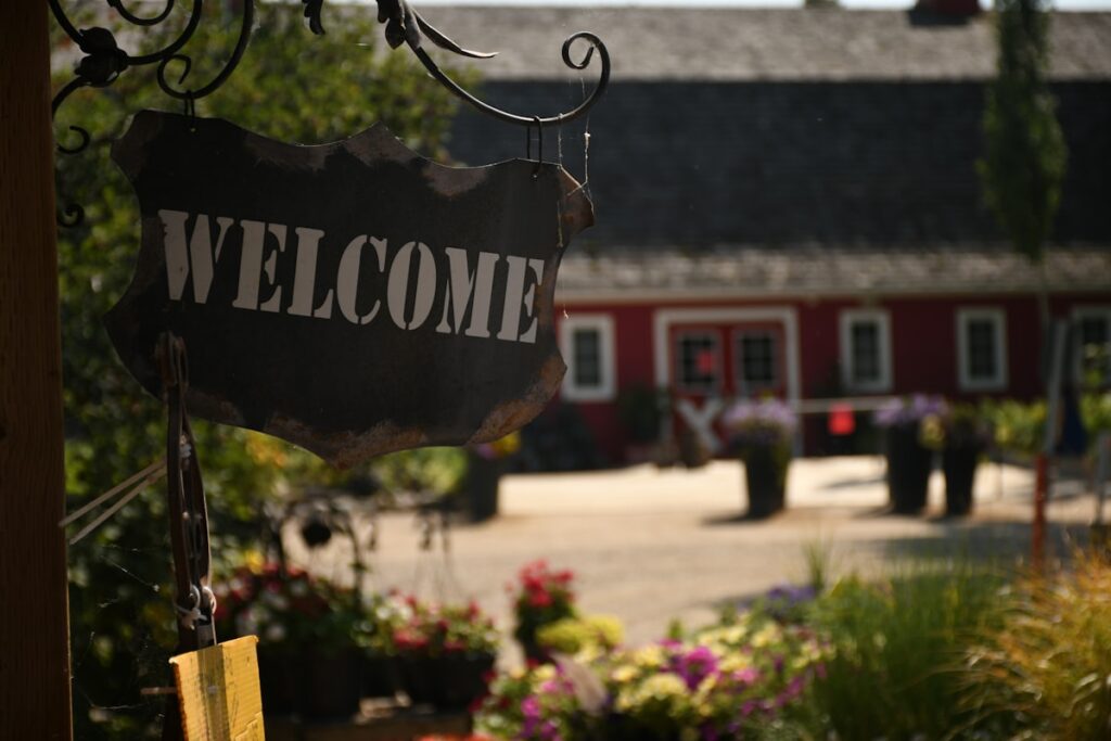 Winery entrance visitor arrival welcome signage
