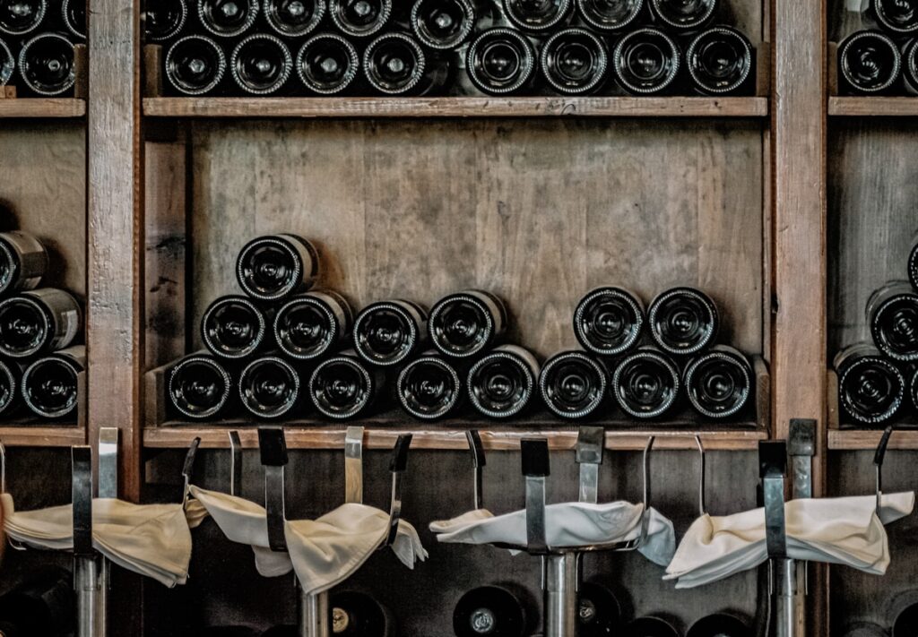 wine bottles store shelf