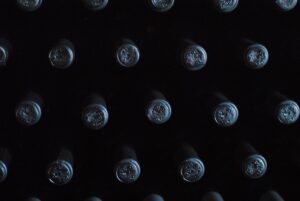 Wine cellar bottles representing subscription wine collection